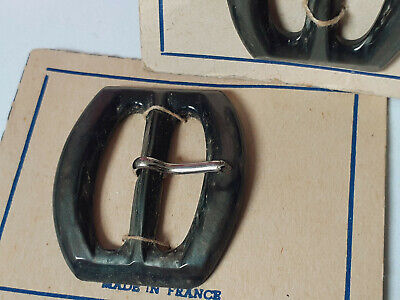 Lot 2 boucles de ceinture ancienne vintage gris marbré 3,6 sur 4 cm ME7