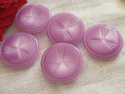 Lot 5 boutons vintage lavande violet motif à pied diamètre 2,1 cm ref 5155