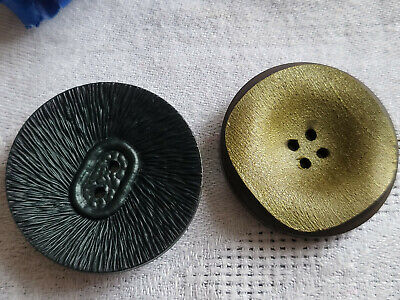 Duo gros boutons Vintage ton vert collection diamètre 3,3 cm ref 4980