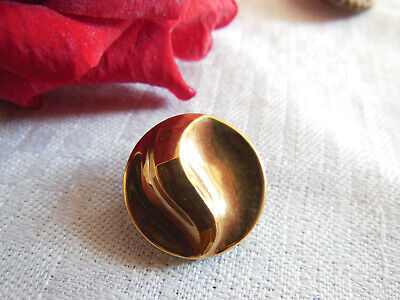 Duo boutons ancien en verre doré motif noir diamètre 1,7 cm D14C vintage