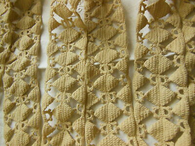 Dentelle ancienne au crochet entre deux épais bi 2 mètres 10 sur 6,2 cm T3-18