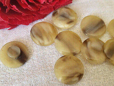 Lot 9 boutons vintage beige veiné marron pied diamètre 1,7 cm ref 1385
