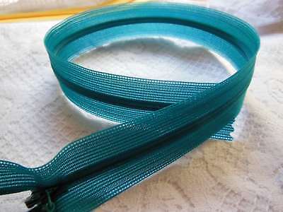 Fermeture éclair 35 cm bleu turquoise invisible foncé non- séparable A18