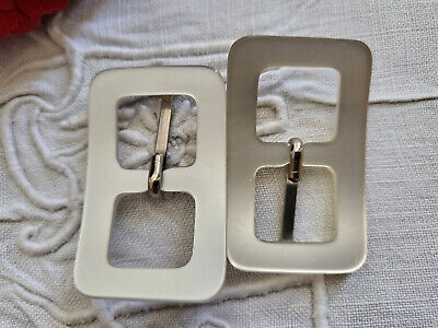 Duo boucles de ceinture vintage crème et blanc 4,7 sur 2,8 cm ME4-29