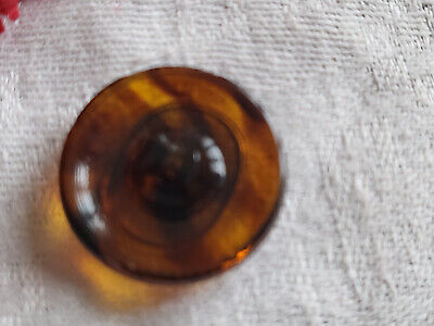 Bouton ancien en verre marron effet ecaille diamètre 2,2 cm G8G