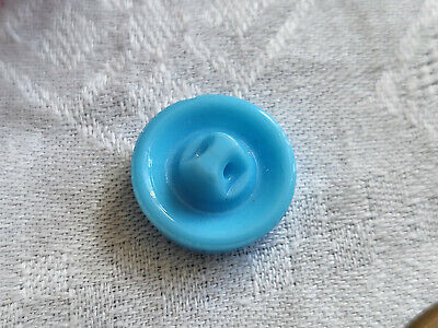 Bouton ancien en verre bleu effet écaille ondulé à pied 1,7cm G14B