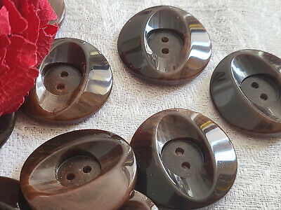Lot 6 gros boutons vintage marron camaïeu diamètre 2,7 cm ref 4985