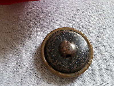 Gros bouton ancien en celluloïd marron deux tons à pied 2,7 cm G5M