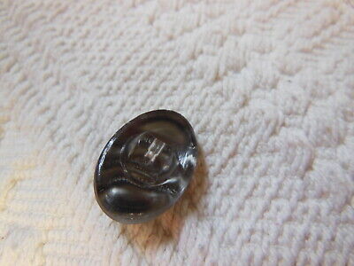 Bouton ancien en verre ovale argenté 1,2 cm sur 1,7 vintage D15O