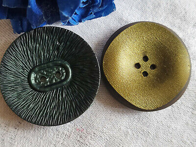 Duo gros boutons Vintage ton vert collection diamètre 3,3 cm ref 4980