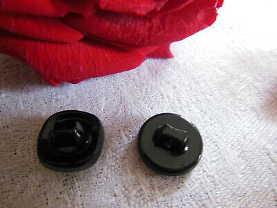 Duo petits boutons anciens en verre argenté travaillé collection 1,2/1,3 cm G7K