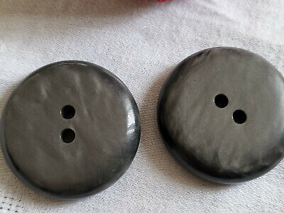 Duo gros boutons vintage gris camaïeu marbré épais 3,8 cm ref 4852