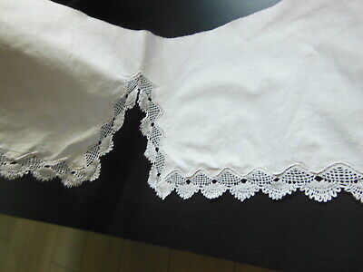 Dentelle ancienne bas jupon fendue superbe 61 cm incrustation appli T3-5