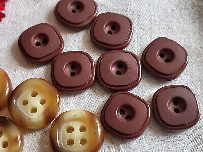Lot 13 boutons vintage 2 séries panaché marron 1,5 et 1,7 cm ref 5049