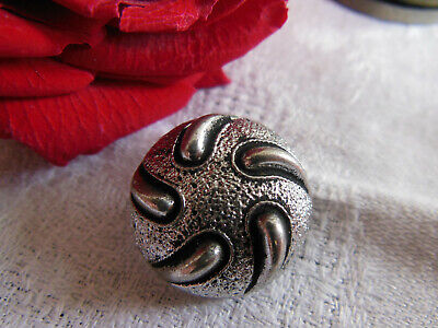 Bouton ancien en verre argenté gris volume pied diamètre 2,2 cm G7P