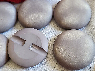Lot 6 gros boutons vintage gris/parme effet peint bombé à pied 3 cm ref 2648