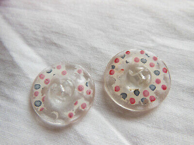 Duo boutons anciens en verre peint diamètre 1,8 cm G14A