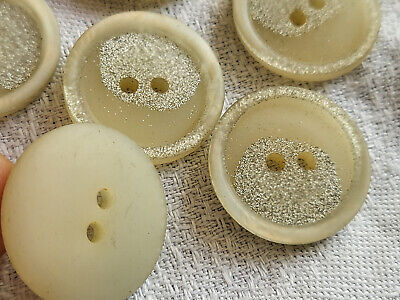 lot 7 boutons vintage creme paillette argenté diamètre 2,1 cm ref 1987