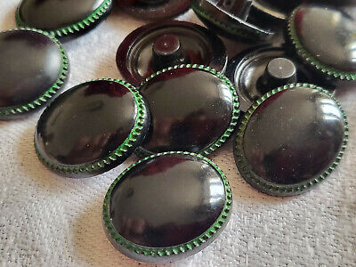 Lot 6 beaux bouton vintage ovale noir et vert pied 1,9 cm sur 1,5 cm ref 5508