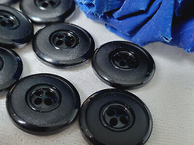 Lot 10 boutons vintage épais noir ancien diamètre 1,7 cm ref 5208
