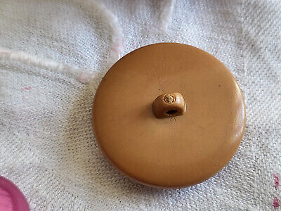 Original bouton vintage recouvert de simili cuir marron à pied 3 cm gros D5J