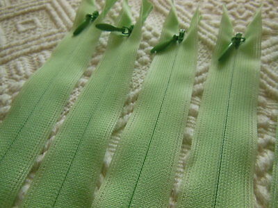 Lot 5 fermeture éclair 20 cm vert prairie invisible non- séparable A10