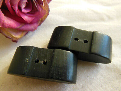 Duo gros boutons anciens en bois original epais 1,4 sur 3,4 cm G11K