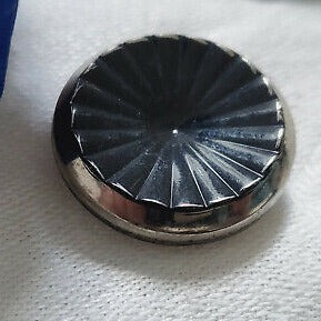 Bouton ancien en verre argenté relief noir joli diamètre: 2,1 cm G8B Vintage