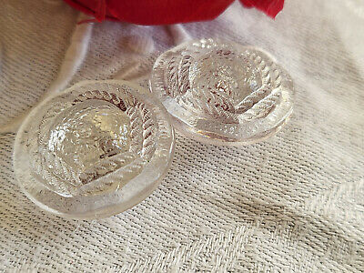 Duo boutons anciens en verre transparent relief bombé 2,2 cm G4Q