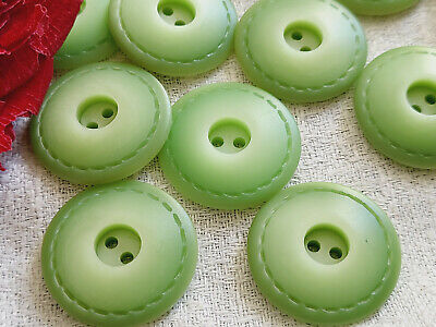 Lot 6 gros boutons vintage vert pourtour effet couture 2,6 cm ref 2578