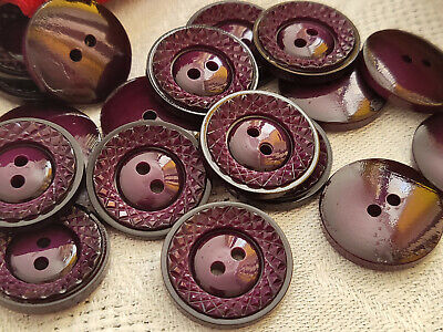 Lot 9 boutons vintage violet travaillés lumineux diamètre 1,8 cm ref 179