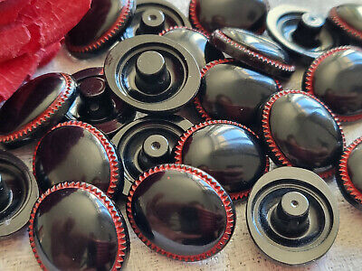 Lot 10 boutons vintage ovale rouge et noir pied 1,4 cm sur 1,7 cm ref 5446