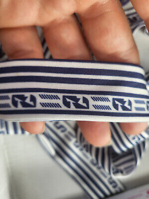 Ceinture ancienne vintage à nouer bleu blanc satiné couture recup T17-12