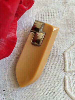 Clips ancien à foulard bijoux en verre camel 4,5 cm bijoux broche G13Q