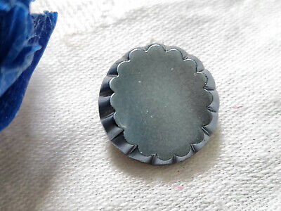 Bouton ancien verre gris pourtour dentellé vintage diamètre: 1,7 cm G8A