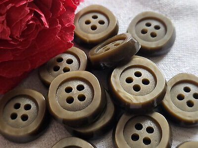 Lot 12 boutons marron épais 4 trous lumineux couture diamètre: 1,7 cm ref 5086