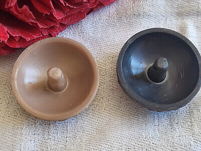 Duo boutons vintage passementerie gris beige diamètre 2,6 cm G7O