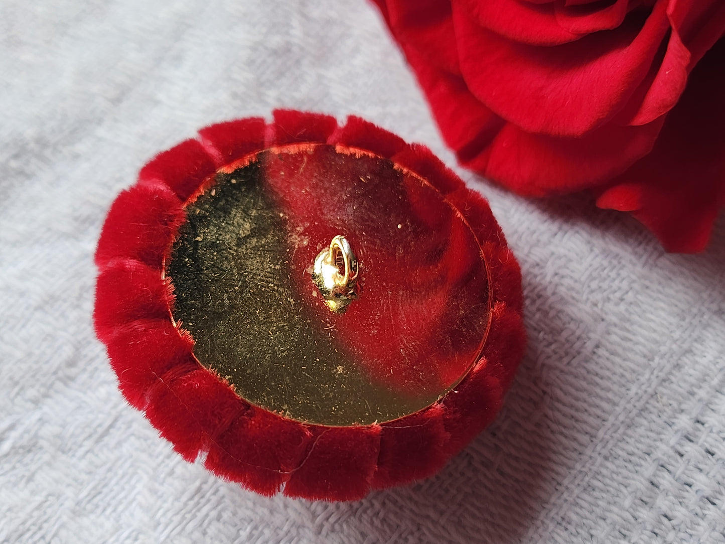 Haute couture bouton vintage collection strass métal rouge gros bijoux 3,3 cm ref 7031