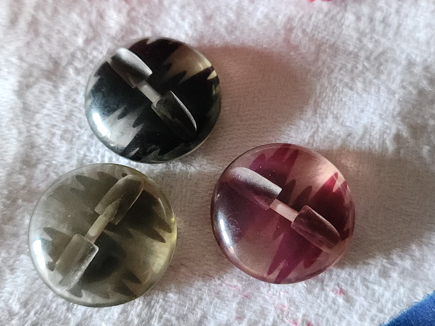 Trio boutons vintage avec paillette inclusion 2,2 cm D4O