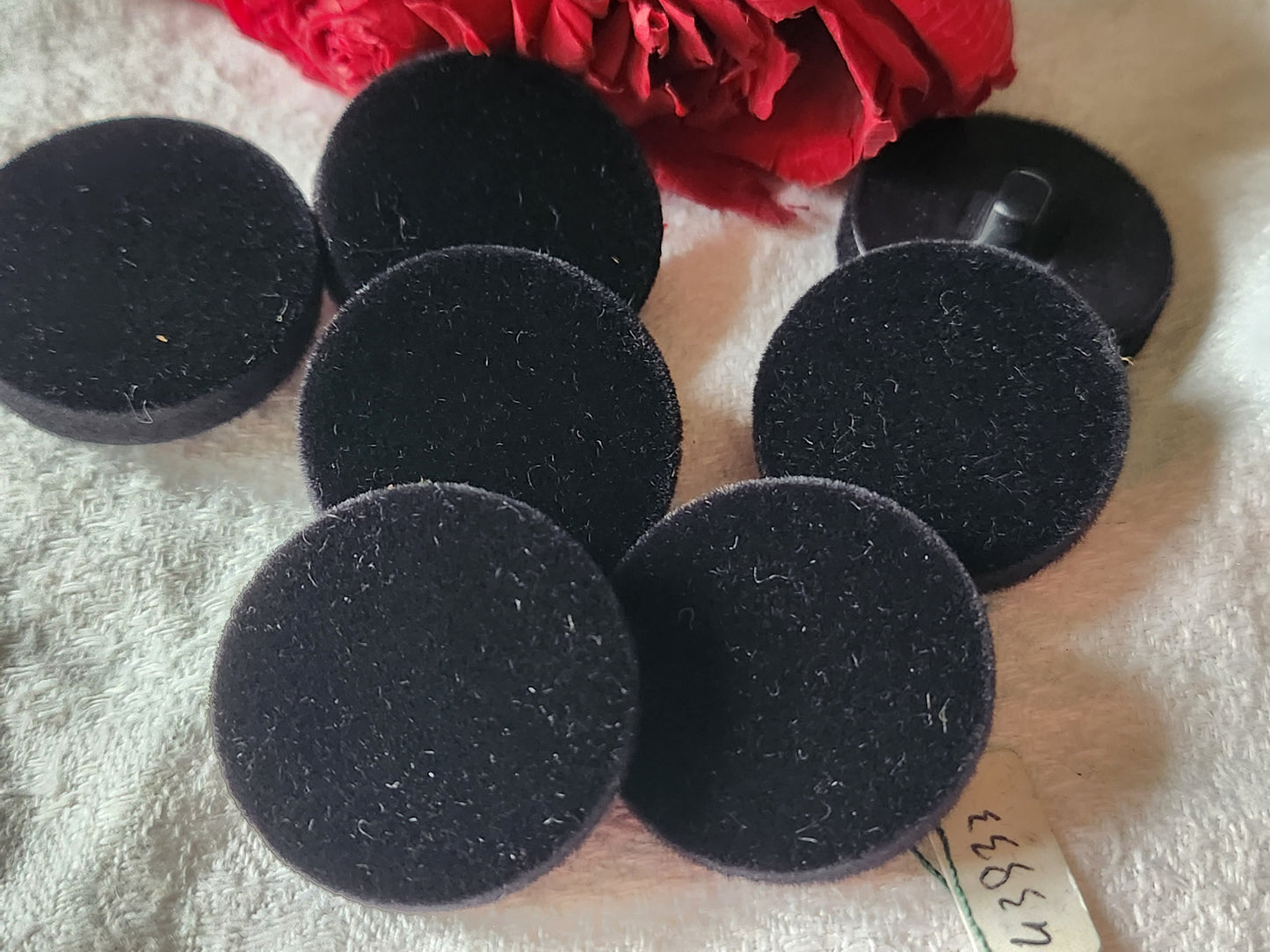 Lot 8 gros boutons vintage daim noir épais parurier 2,8 cm ref 7052