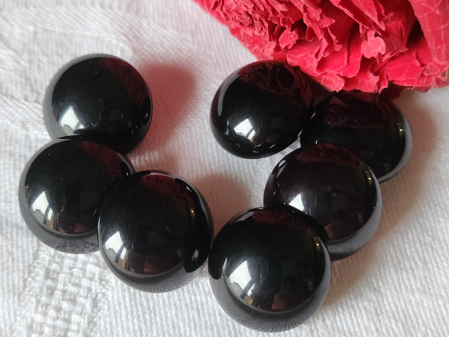 Lot 7 boutons vintage noir bombé demi sphère 1,7 cm ref 7083