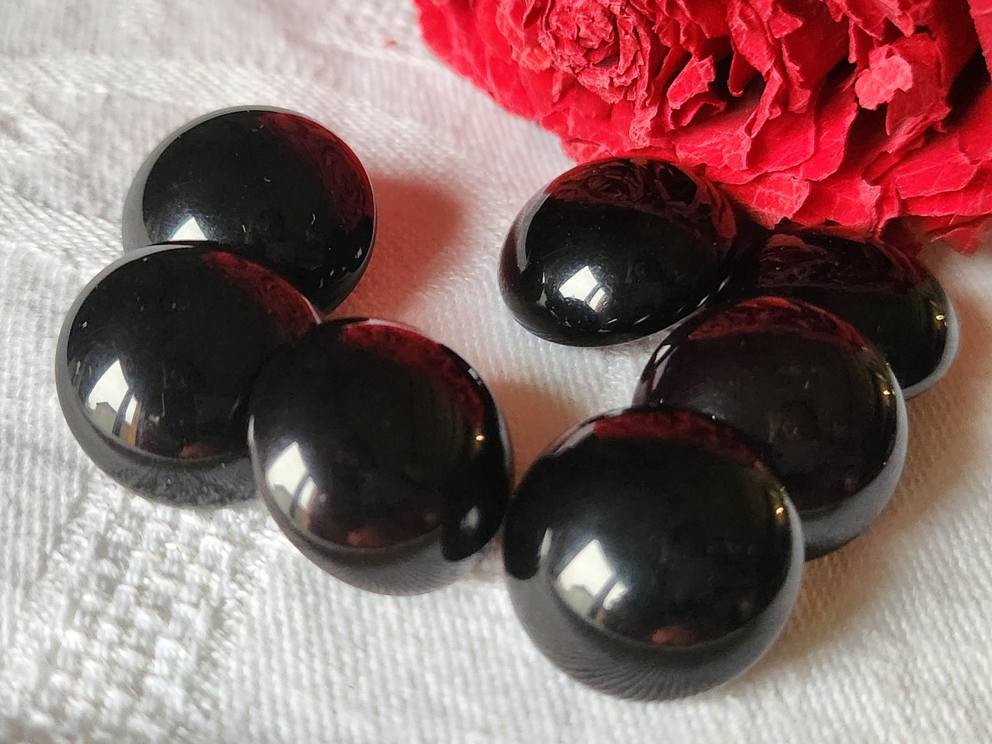 Lot 7 boutons vintage noir bombé demi sphère 1,7 cm ref 7083