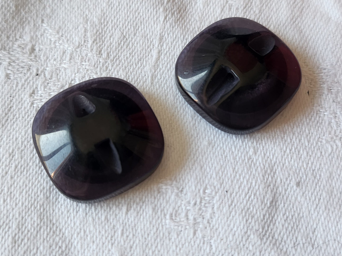 Collection duo boutons vintage coeur en nacre bleu pied 2,2 cm G17J