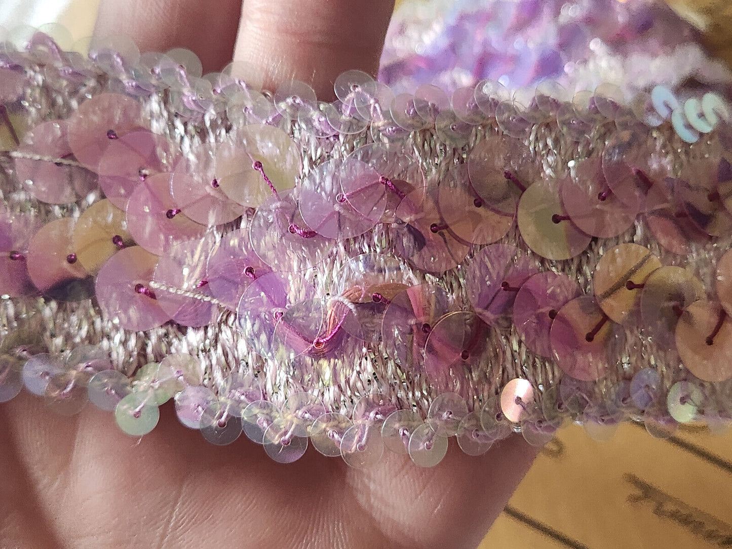 Superbe galon vintage trés large sequin mordoré 3 mètres sur 4 cm rare B7