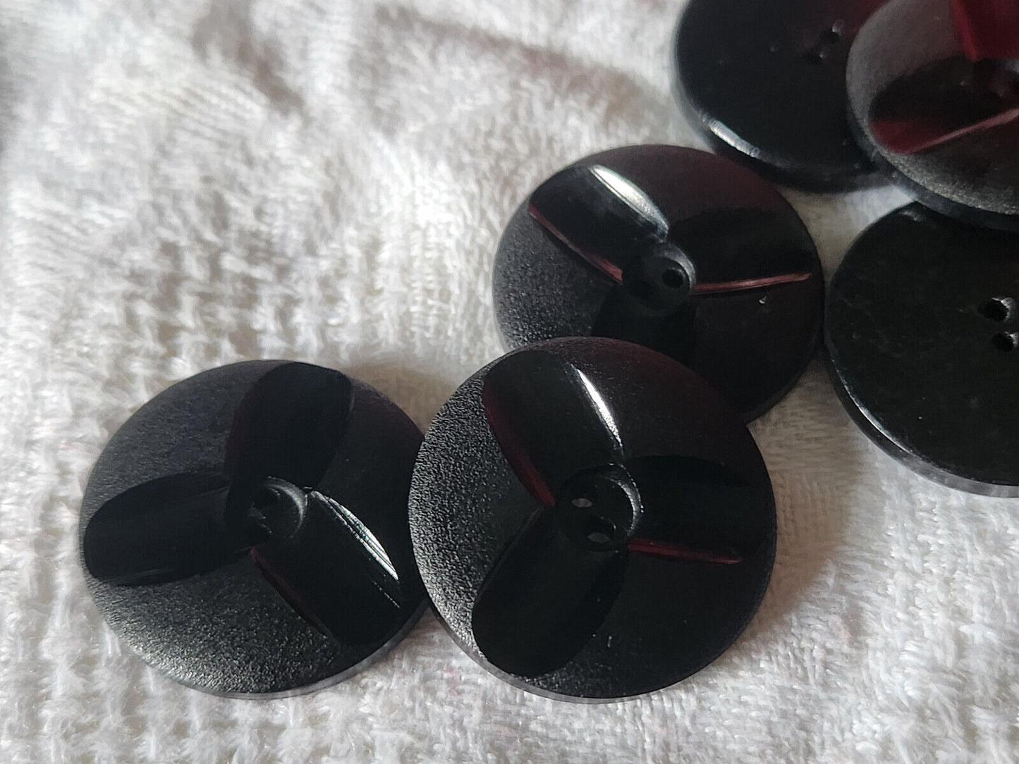Lot 10 boutons vintage noir contraste lumineux mat 2,3 cm ref 5764
