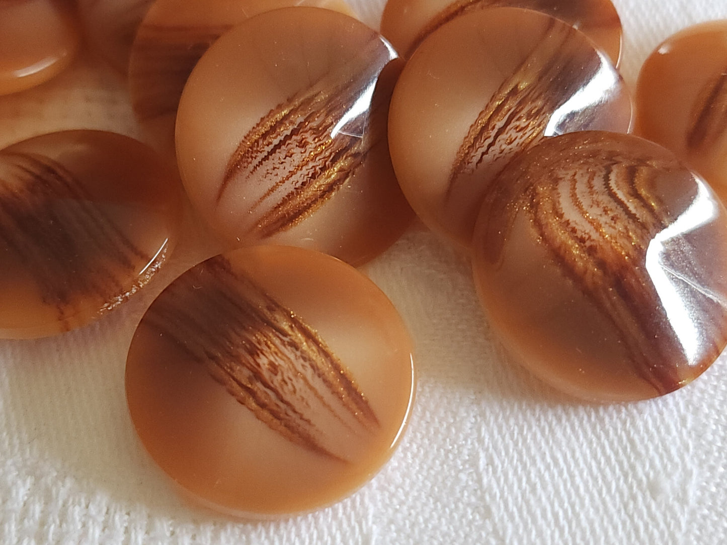 Lot 6 boutons vintage marron scintillant paillette pied 2,2 cm ref 5239