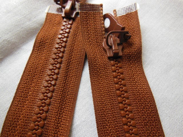 Fermeture éclair 55 cm marron séparable blouson manteau curseur double A24