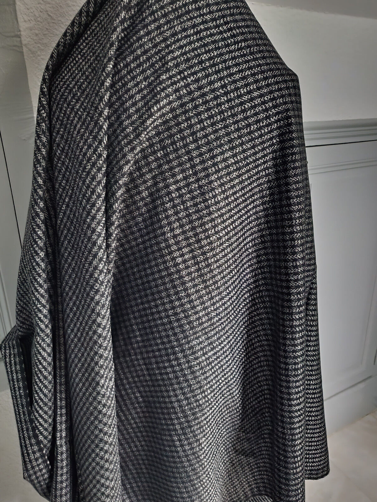Ancien coupon tissu vintage idéal jupe noir gris 2 mètres 50 sur 1 mètre 60 B6