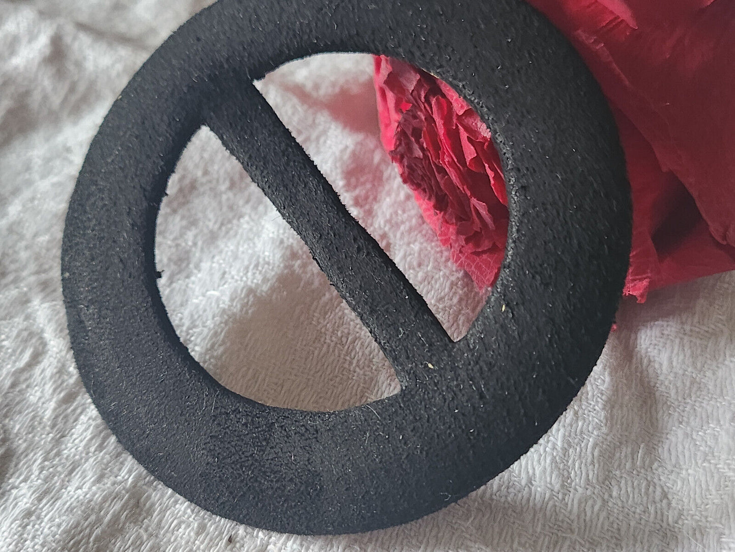 Enorme boucle de ceinture ancienne noir daim grosse 7,8 cm T0