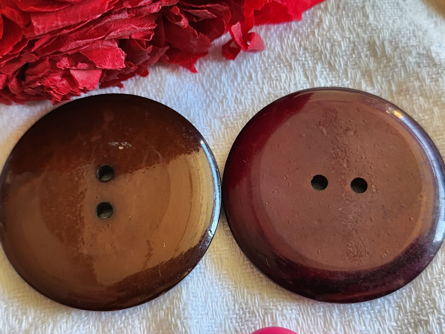 Duo gros boutons vintage marron XXL 4 cm ou 40 mm ref 5663 veste gilet